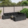 vidaXL Set Divani da Giardino 11 pz con Cuscini in Polyrattan Nero
