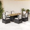 vidaXL Set da Pranzo da Giardino 7 pz Nero con Cuscini in Polyrattan