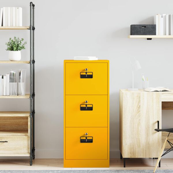 vidaXL Armadio per File Geometrico Giallo senape 45,5 x 42 x 106,5 cm