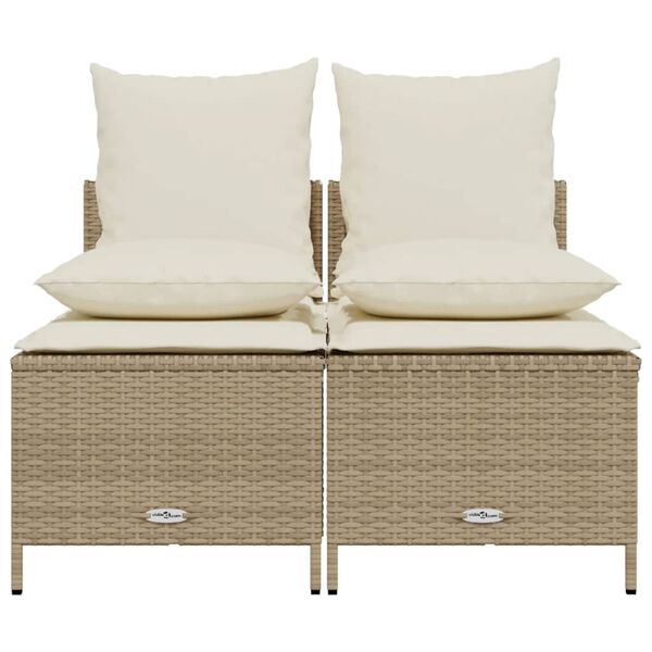 vidaXL Set Divano da Giardino 4 pz con Cuscini Beige in Polyrattan