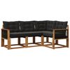 vidaXL Set di divani da esterno con cuscino 4 pcs Naturale e Nero