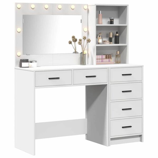 vidaXL Tavolo da Trucco Bianco 78.5 x 41 x 135 cm Legno multistrato
