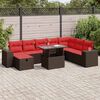 vidaXL Set Divani da Giardino 9 pz con Cuscini Nero Polyrattan Acacia