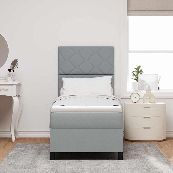 vidaXL Letto a molle con materasso Grigio chiaro 80 x 200 cm Tessuto