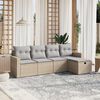 vidaXL Set Divano da Giardino 5 pz con Cuscini Beige Misto Polyrattan