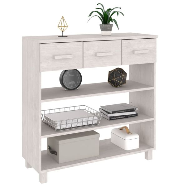 vidaXL Tavolo Consolle Bianco 90x35x90 cm Legno Massello di Pino