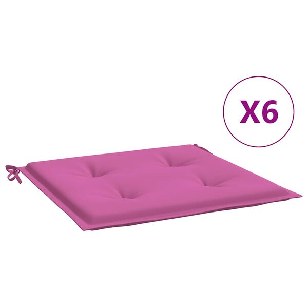 vidaXL Cuscini per Sedia 6 pz Rosa 40x40x4 cm in Tessuto