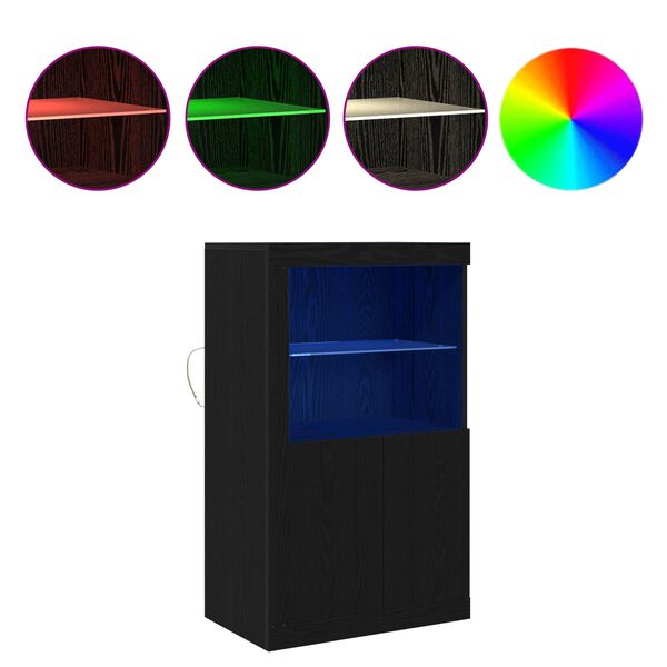 vidaXL Mobile laterale Rovere nero 60.5 x 37 x 100 cm