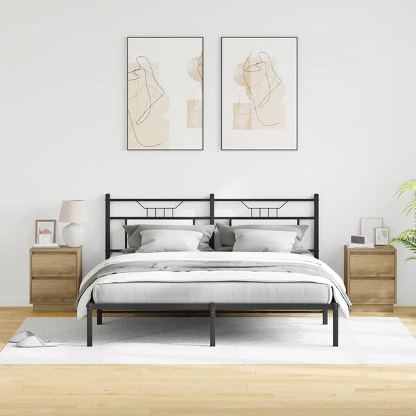 vidaXL Armadio da Notte 2 pcs Rovere artigianale 39 x 34,5 x 50 cm