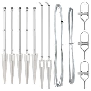 vidaXL Pali per Recinzione 7 pcs Argento Ø32mm 120 cm Acciaio zincato