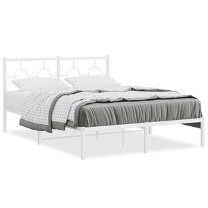 vidaXL Giroletto con Testiera Metallo Bianco 140x200 cm