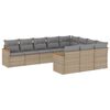 vidaXL Set Divano da Giardino 10 pz con Cuscini Beige in Polyrattan