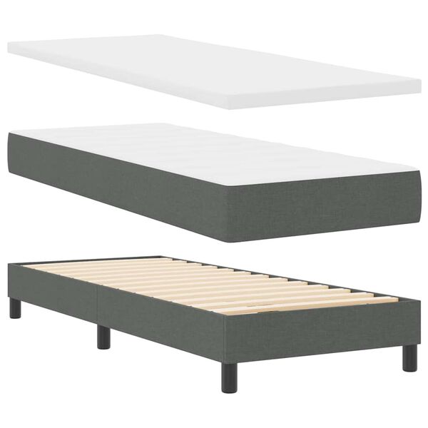 vidaXL Letto a molle con materasso Grigio scuro 80 x 200 cm Tessuto