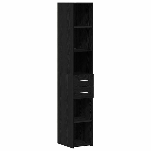 vidaXL Libreria con cassetto Rovere Nero 30 x 42.4 x 185.2 cm