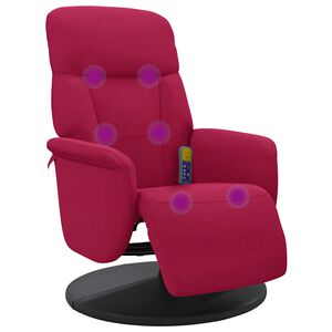 vidaXL Poltrona Reclinante Massaggiante Poggiapiedi Rosso Vino Velluto
