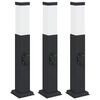 vidaXL Lampioni a palo con presa elettrica 3 pz 50 cm Nero IP44