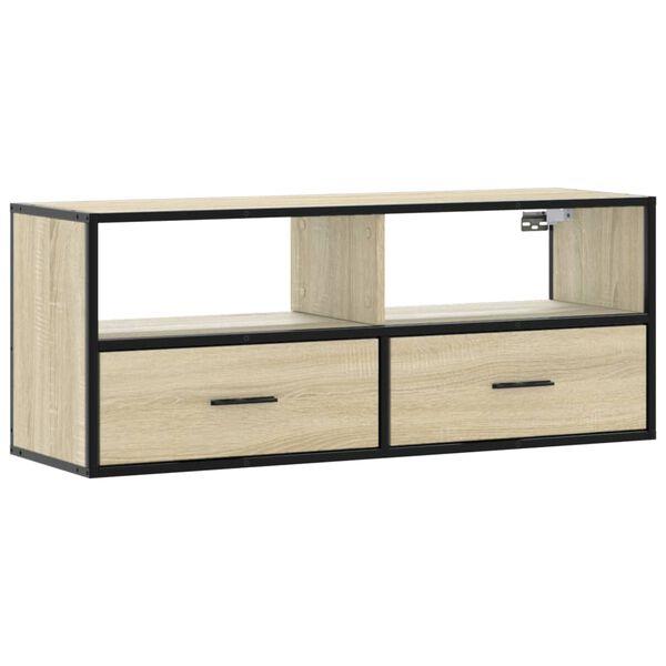 vidaXL Mobile TV Rovere Sonoma 100x31x39,5cm Legno Multistrato Metallo
