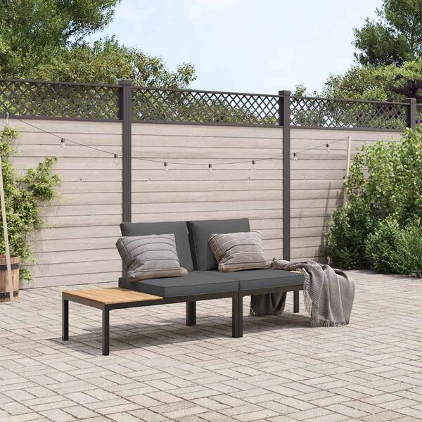 vidaXL Set Divani da Giardino 2 pz con Cuscini in Alluminio Nero