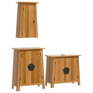 vidaXL Set Mobili da Bagno 3 pz in Legno Massello di Pino