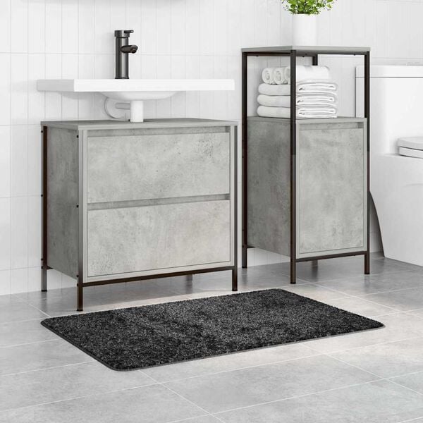 vidaXL Tappetino da bagno antiscivolo Grigio scuro 60 x 90 cm PP