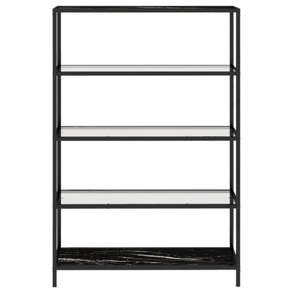 vidaXL Scaffale Marmo Nero e Trasparente 100x36x168 cm Vetro Temperato