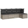 vidaXL Set Divano da Giardino 5pz con Cuscini Grigio Chiaro Polyrattan