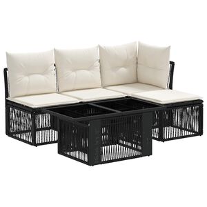 vidaXL Set Divano da Giardino 5 pz Nero polyrattan