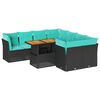 vidaXL Set Divani da Giardino 9 pz con Cuscini Nero in Polyrattan