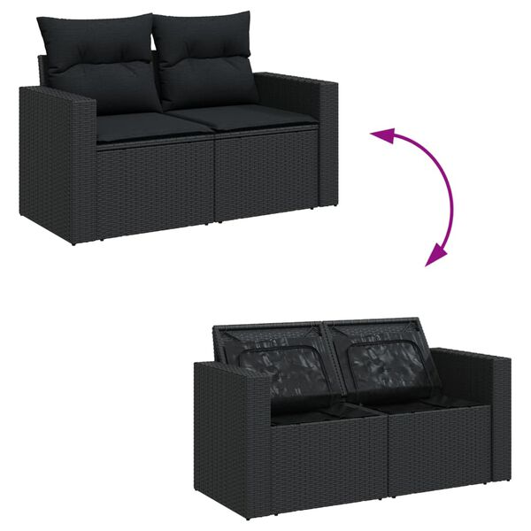 vidaXL Set Divani da Giardino 10pz con Cuscini in Polyrattan Nero