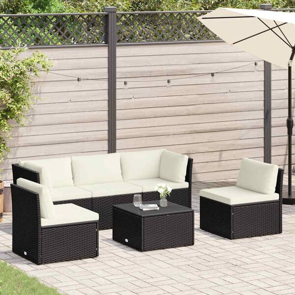 vidaXL Set Divani da Giardino 4 pz con Cuscini in Polyrattan Marrone