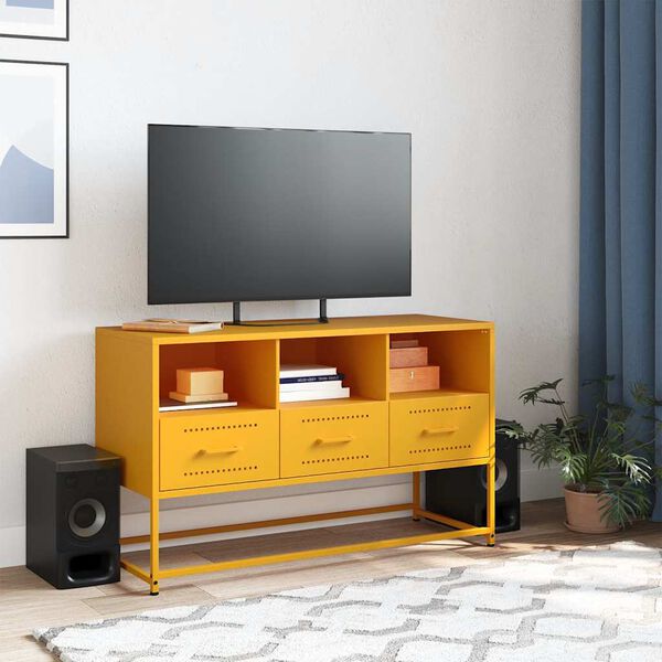 vidaXL Mobile TV Giallo Senape 100,5x39x60,5 cm in Acciaio