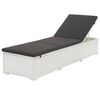 vidaXL Lettino Prendisole con Cuscino Nero in Polyrattan Bianco