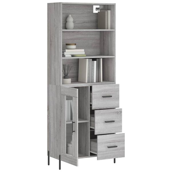 vidaXL Credenza Grigio Sonoma 69,5x34x180 cm in Legno Multistrato