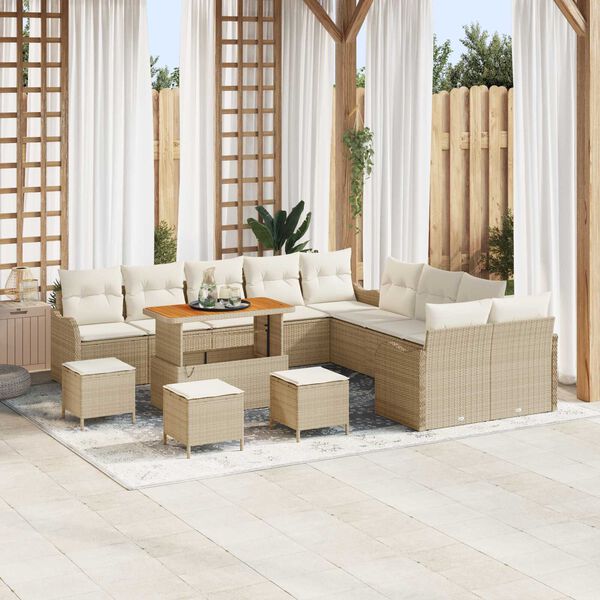 vidaXL Set Divano da Giardino 14 pcs Beige polyrattan