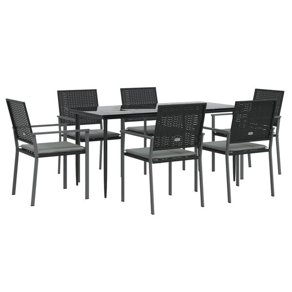 vidaXL Set Pranzo da Giardino 7 pz con Cuscini in Polyrattan e Acciaio