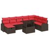 vidaXL Set Divano da Giardino con cuscino 9 pcs Marrone Poly Rattan