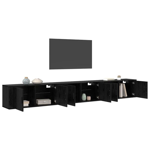 vidaXL Set Mobile TV da Parete 3 pcs Rovere Nero 100 x 34,5 x 40 cm