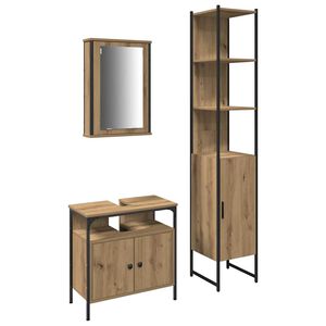 vidaXL Set di mobili per il bagno 3 pz Rovere artigianale