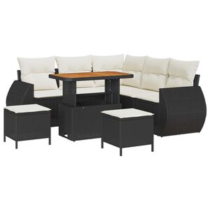 vidaXL Set Divano da Giardino 8 pcs Nero polyrattan