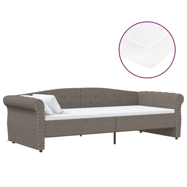 vidaXL Dormeuse con Materasso USB Tortora in Tessuto 90x200 cm