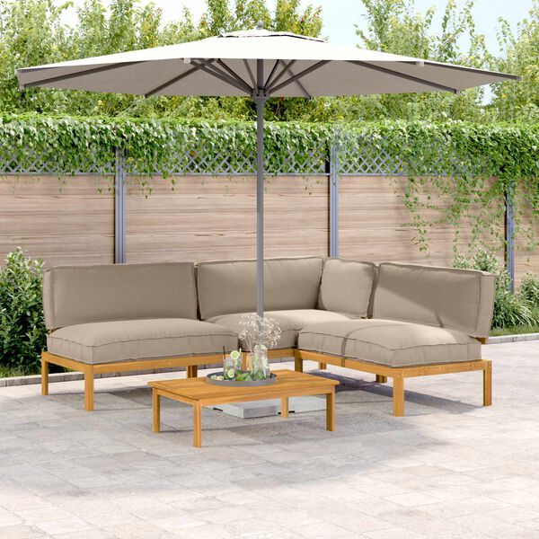 vidaXL Set di divani con cuscino 4 pcs Talpa Legno di Acacia Massello