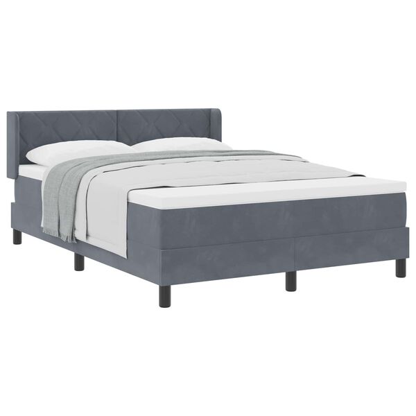 vidaXL Letto a molle con materasso Grigio scuro 190 x 140 cm Velluto