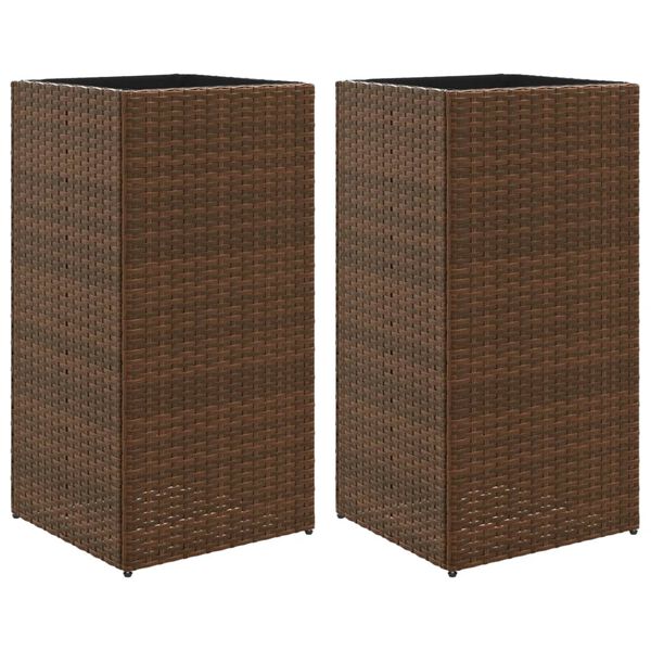 vidaXL Fioriere da Giardino 2 pz Marrone 40x40x80 cm in Polyrattan