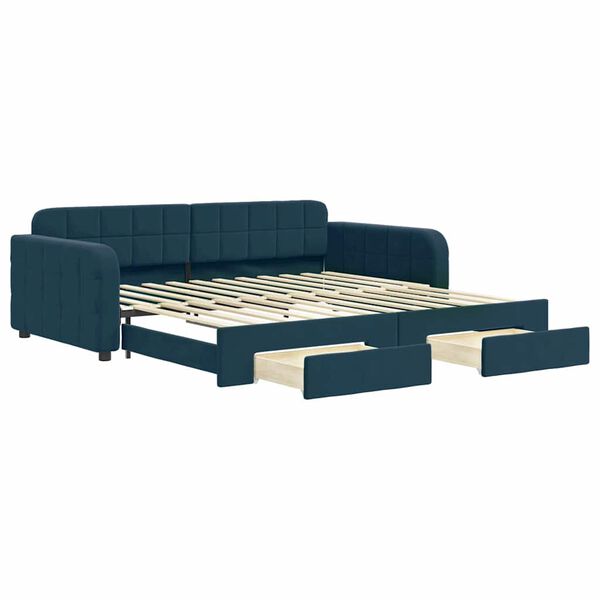 vidaXL Divano Letto Estraibile con Cassetti Blu 100x200 cm in Velluto