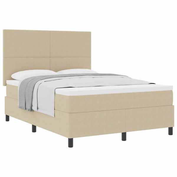 vidaXL Letto a molle con testiera Grigio chiaro e bianco 140 x 200 cm
