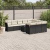 vidaXL Set Divani da Giardino 11 pz con Cuscini in Polyrattan Nero