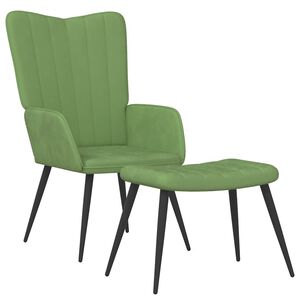 vidaXL Poltrona Relax con Sgabello Verde Chiaro in Velluto