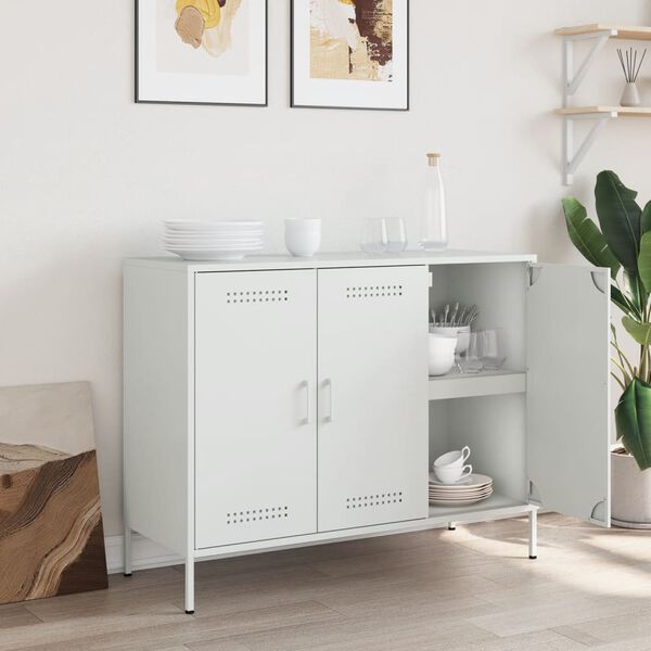 vidaXL Credenza Bianca 100,5x39x79 cm in Acciaio
