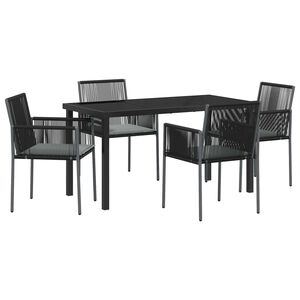 vidaXL Set da Pranzo per Giardino 5 pcs Nero Rattan in PE
