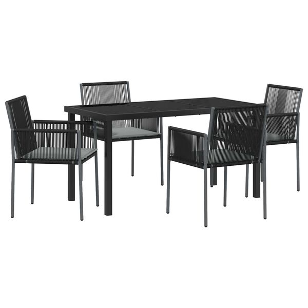 vidaXL Set da Pranzo per Giardino 5 pcs Nero Rattan in PE
